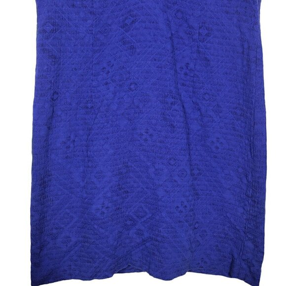 Trina Turk Women's Sheath Dress Embroidered Cotton Linen Cobalt Blue Size 12 - Picture 5 of 12